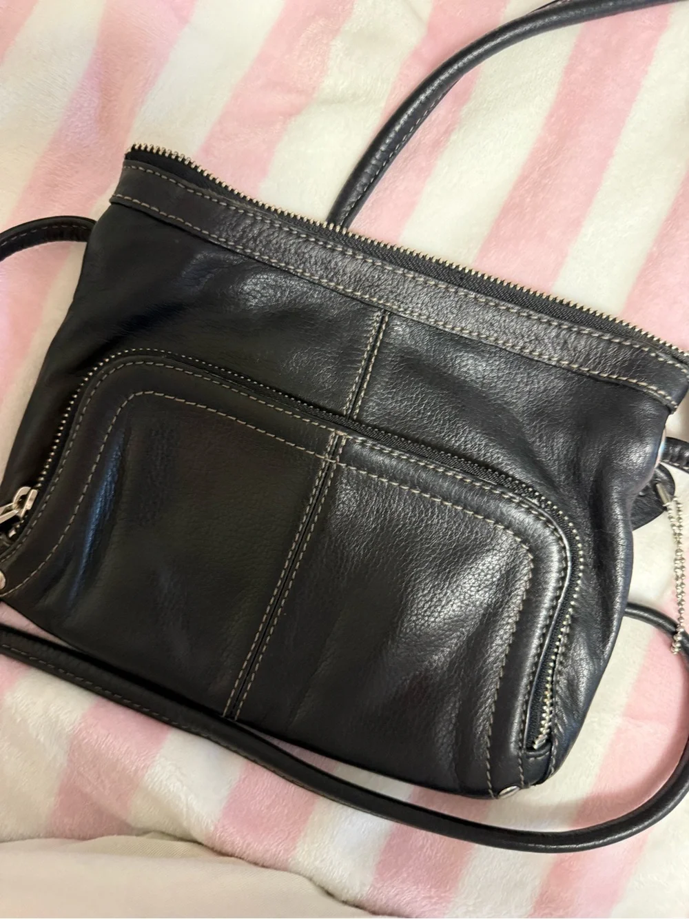 Tignanello Black Leather Crossbody Bag